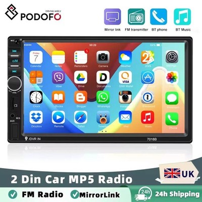 Podofo 7'' 2 DIN Autoradio Bluetooth Touchscreen Mirror Link Multimedia Player