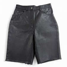 Vintage 90s First Leather Apparel Black Genuine Gear High Waist Shorts size 27"