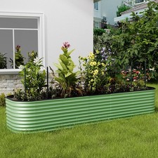Garden Metal Raised Vegetable Planter Outdoor Flower Trough Herb Grow Bed Box
