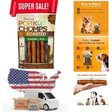 Pork Chomps Roasted Pork Skin Dog Chews, 6-inch Twists, 4 Count