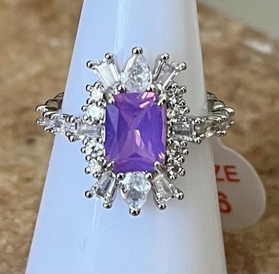 Bomb Party RBP8374 Empowered By You Purple Orchid Chalcedony Rhodium Size 6 Ring