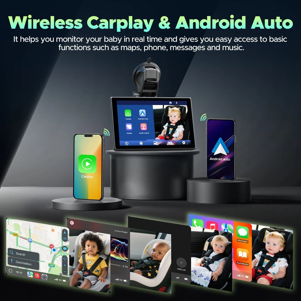 2025 New 7" Touch Screen Baby Car Camera HD 1080P with Wireless Apple Carplay - Image 4 of 4