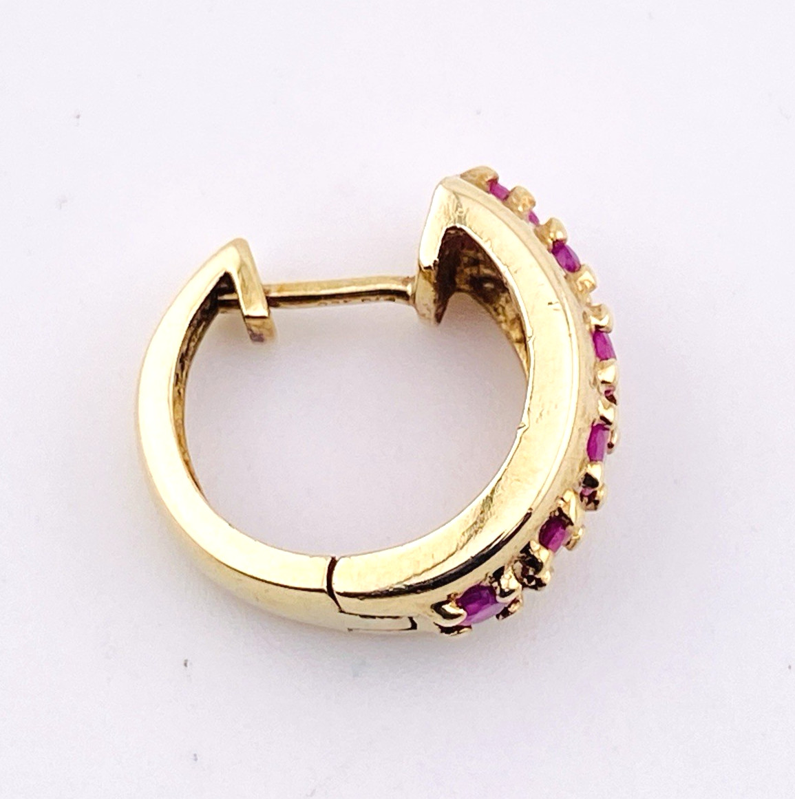 Ross Simmons SINGLE Hoop Earring Ruby Jeweled Gol… - image 2