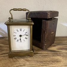 Antica Sveglia Cappuccina In Ottone E Vetro Con Custodia Orologio D’epoca