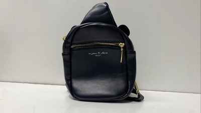 INICAT Black Un Jour De Chance Mini Sling Bag Crossbody Backpack Gold Hardware