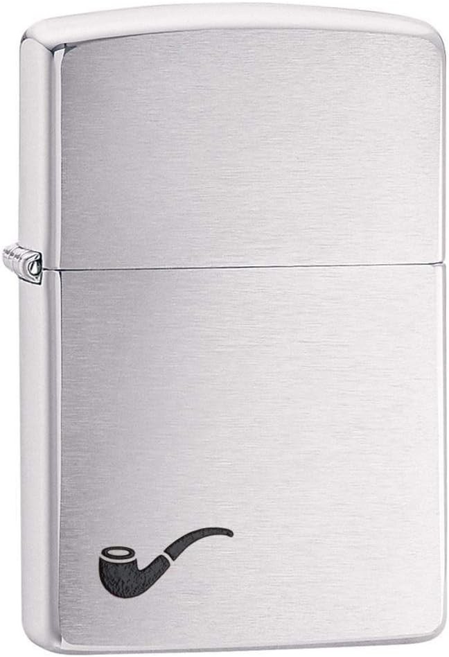Zippo Unisex-Adult Pipe Lighter, Brushed Chrome Black Pipe, One Size