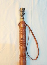 22" Wooden Shoe Horn Antique Brass Leather Long Handle Dressing Aid Handmade
