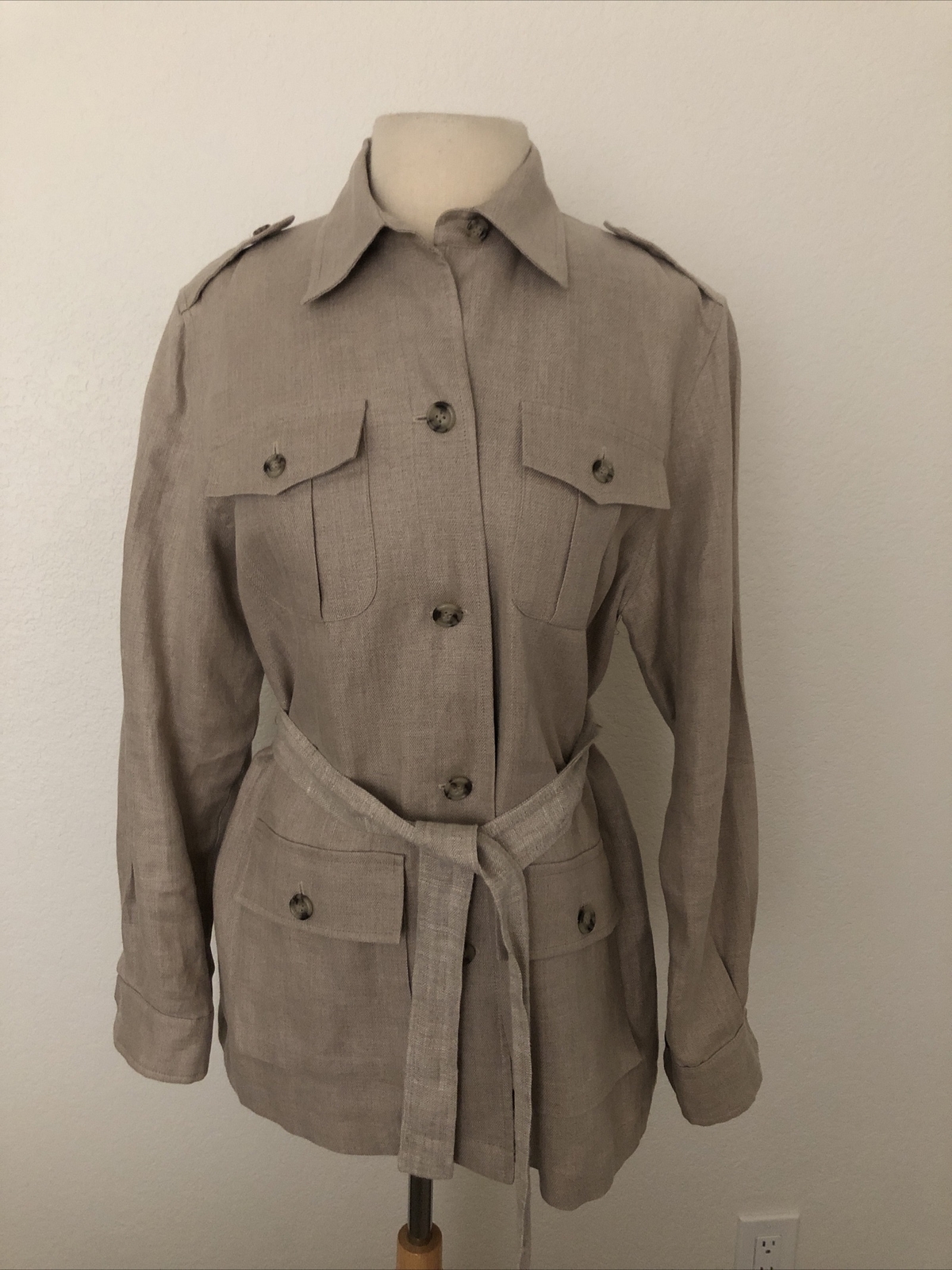 FILA Embassy Row donna taglia Giacca stile militare in puro lino 6P abbottonata 4 tasche