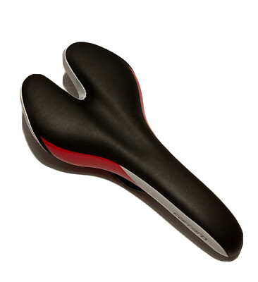Carraro VELO Jugend Rennrad MTB Sattel Fahrradsattel schwarz rot weiß Lederdesi