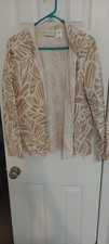 Alfred Dunner Lightweight Blazer Jacket Women's Size 14 Beige Geometric