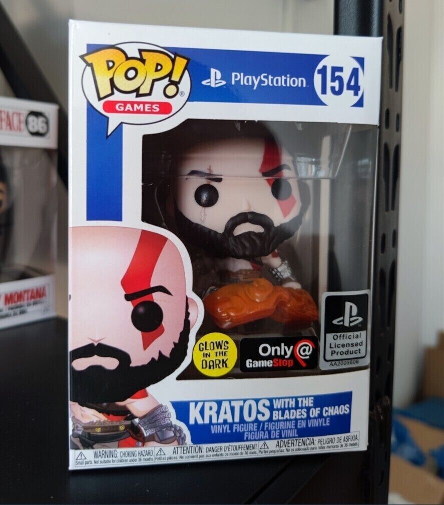  Funko Pop! God of War Kratos with The Blades of Chaos Exclusive  Figure 154 GITD Glow in The Dark : Toys & Games