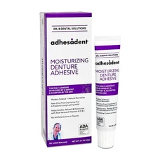 Adhesadent Moisturizing Denture Adhesive - Secure Denture Glue with Strong Gr...