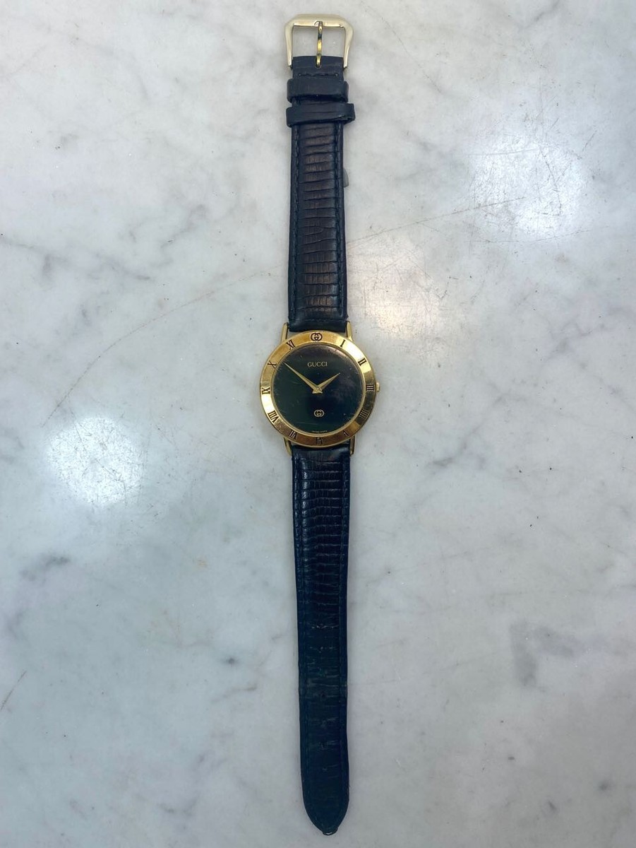 Genuine Vintage GUCCI Men's Watch. 6 Jewels Gold Plated Case