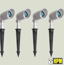 4 X HPM 12V Garden Light Spotlight 10W DIY Aluminium Satin Silver Finish IP67 