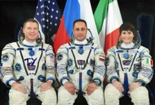 SOYUZ TMA-15M CREW 12x8" SIGNED PHOTO: VIRTS, SHKAPLEROV, CHRISTOFORETTI