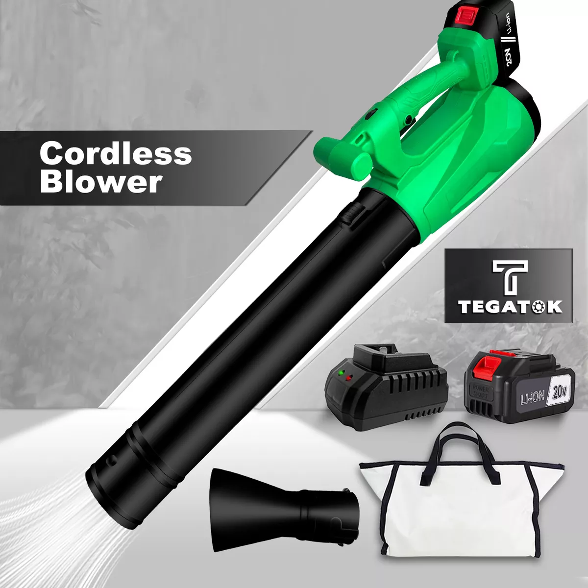 Tegatok Mini Leaf Blower, 2 in 1 Leaf Blower Cordless with Battery