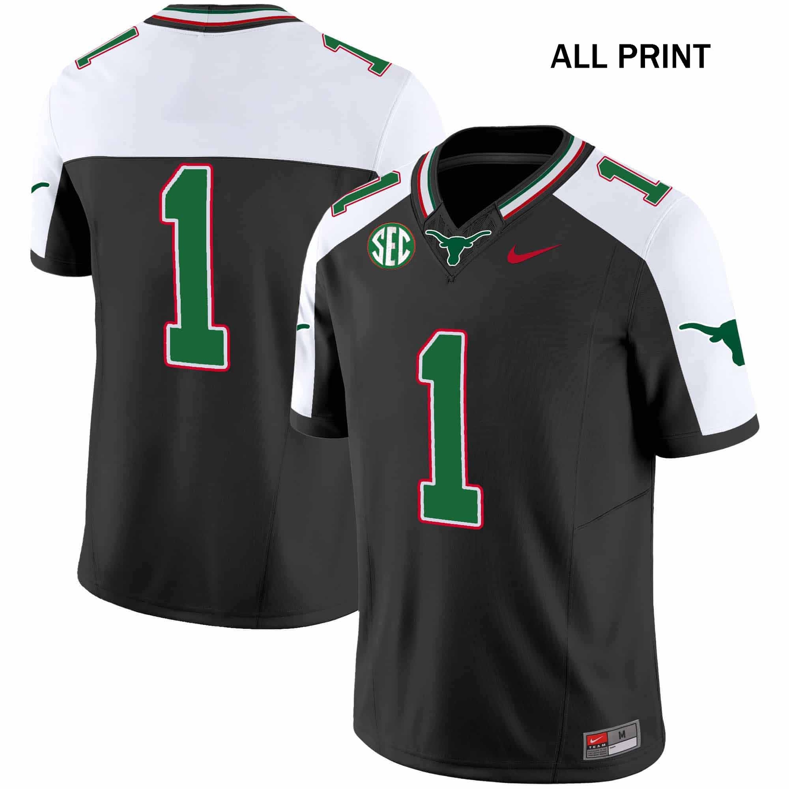 Texas Longhorns SEC #1 Team Football Jersey – All Print Styles