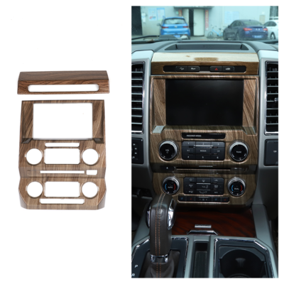 11×Wood Grain ABS Central Control Interior Decorative Trim For Ford