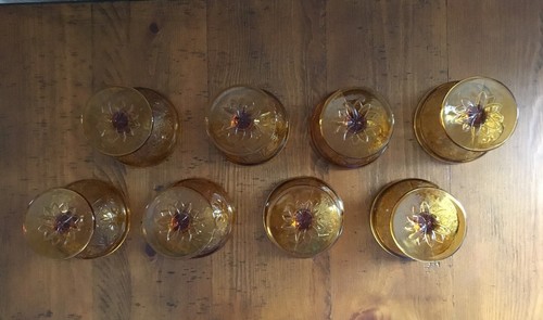 Vintage Tiara Amber Sandwich Footed Sherbets Bowls by Indiana Glass Set of 8 - Picture 3 of 3