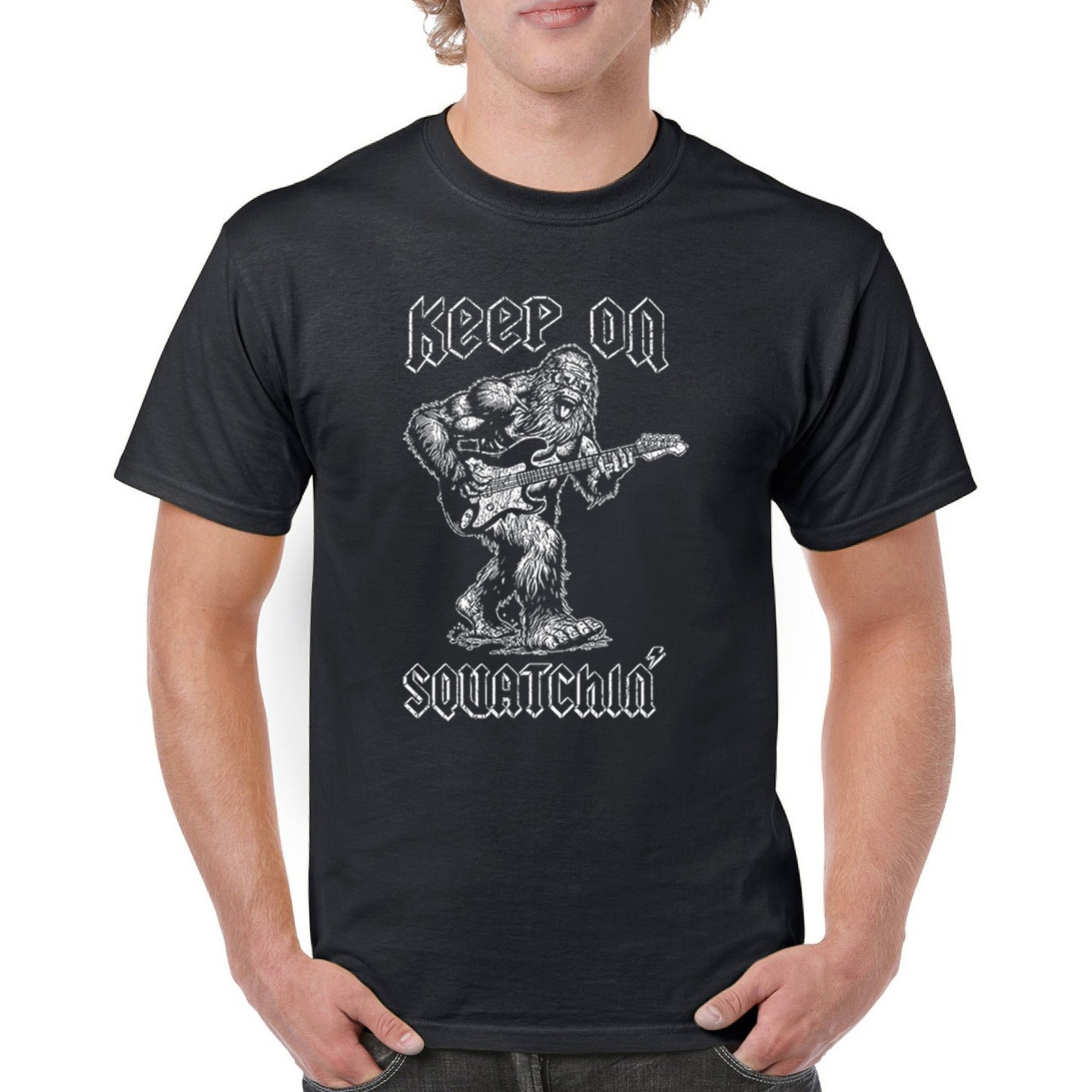 ALTRA T shirt Keep On Squatchin divertente Sasquatch Rock N Roll Bigfoot chitarra maglietta uomo