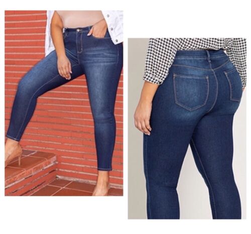 Plus Size - High Rise Denim Skinny Jeans
