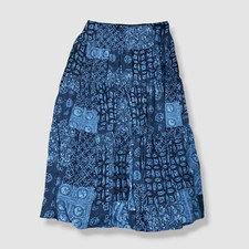  145 Ralph Lauren Women's Blue Geo Crinkle Georgette A-Line Skirt Size 8