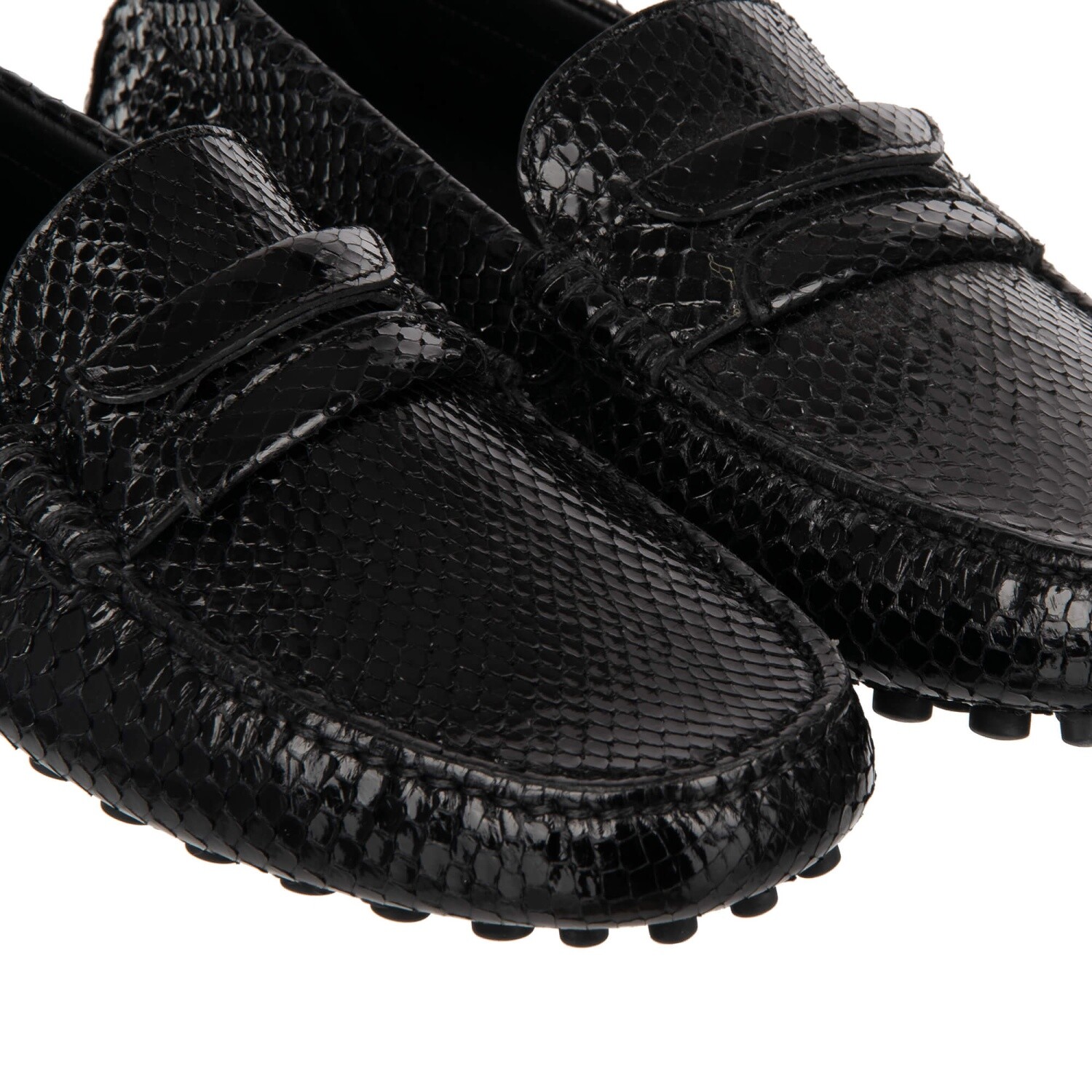 DOLCE & GABBANA DG Logo Snake Leather Moccasin Shoes GELA ZERO Black 12106 image 2