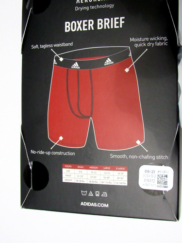 adidas Performance 4-Pack Boxer Briefs Youth Boys Size XL (18-20) Blk,Gray,Blue - Picture 7 of 9