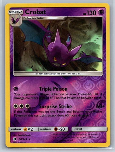 Pokémon Crobat 56/149 Rare Reverse Holo Sun & Moon NM