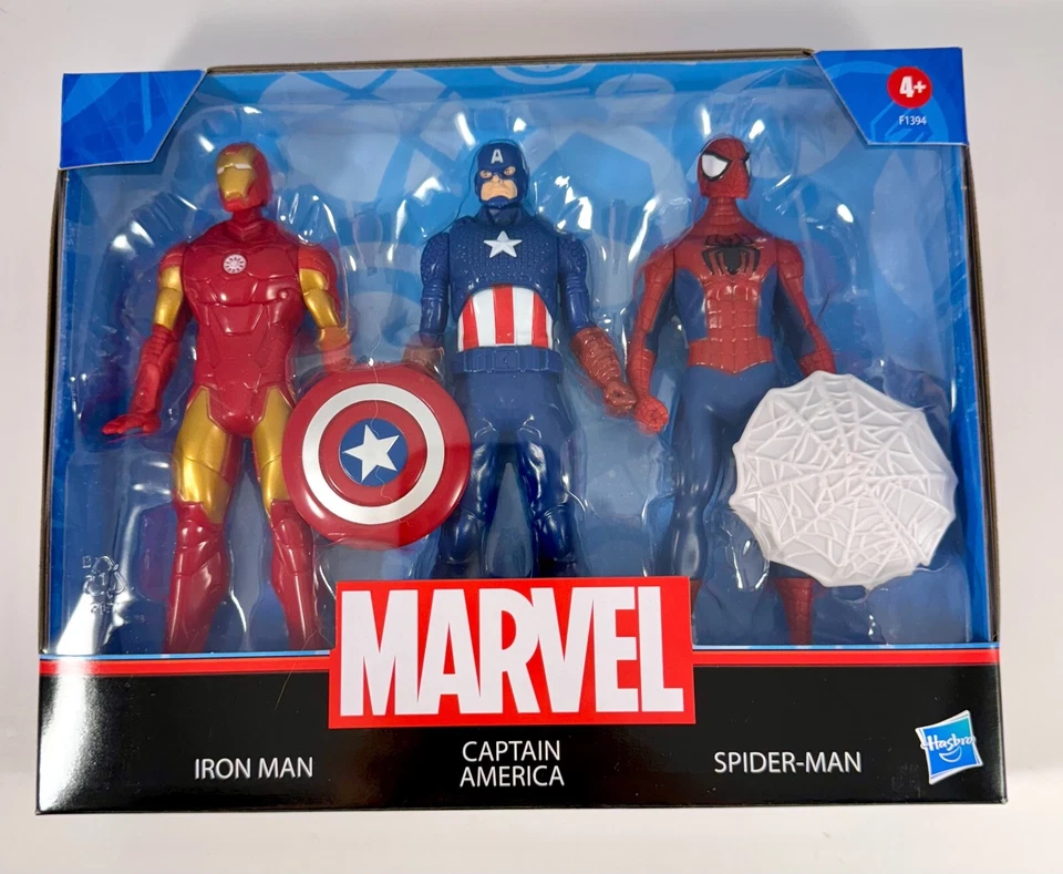 Paquete de 3 figuras de juguete Hasbro Marvel Iron Man, Spider-Man, Capitán América de 6 pulgadas Foto 4 de 4