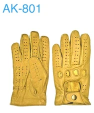 Driving Gloves Car Motorcycle Biker Genuine Leather Police Drivers Glove Mustard