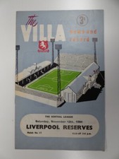 ASTON VILLA v LIVERPOOL | 1960/1961 | RESERVAS | 12 NOV 1960 | UK FREEPOST