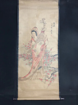 Old Chinese painting scroll Beauty about Wang Zhaojun by Tangyin唐寅  昭君