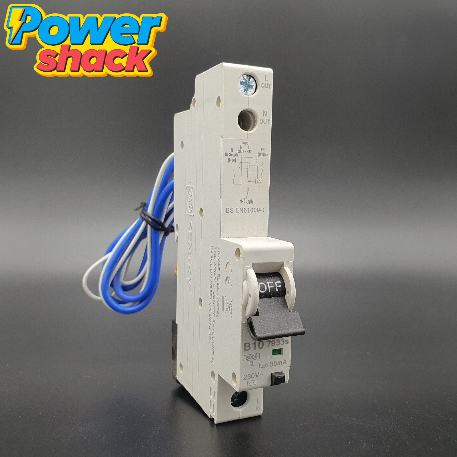 MK Sentry 10 Amp RCBO 30mA Single Pole Single Module B10 07933s MK RCBO 7933s