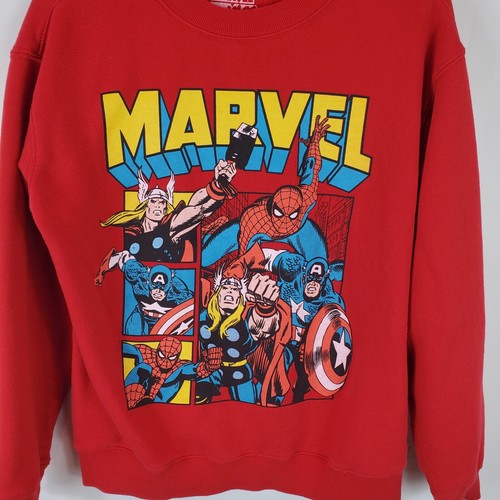 Marvel Sweatshirt Youth Small Red Comics Spider-Man Thor Captain America Graphic - Picture 2 of 7