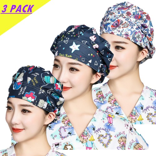 3 Pack Doctor Nurse Cap Printing Scrub Cap Medical Surgical Surgery ...
