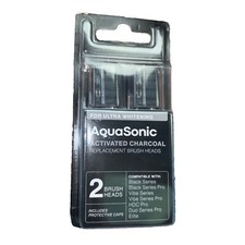 Aquasonic Activated Charcoal Replacement 2 Brush Heads For Ultra Whitening