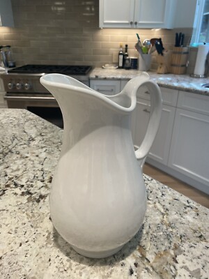 Antique White Ironstone China Pitcher W Lion Head, Royal John Edwards, England