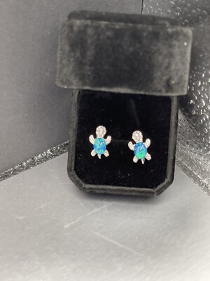 Ohrringe Meeresschildkröte Sterling blau/grün Opal