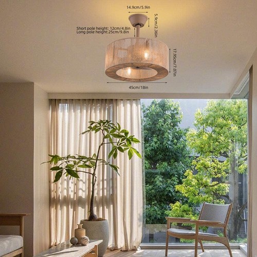 Oukaning Ceiling Fan 3-Blade+Indoor+AC Motor+Remote Control+Light Kit Brown - Picture 2 of 11