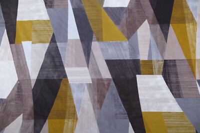 HARLEKIN GARDINENSTOFF DESIGN ''Pythagorum'' 2 METER GRAPHIT/GOLD SAMT