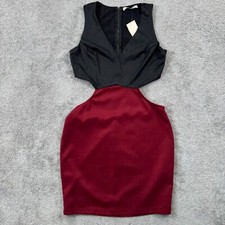 Mystic Womens Bodycon Sheath Cutout Halter Dress Large Black Red