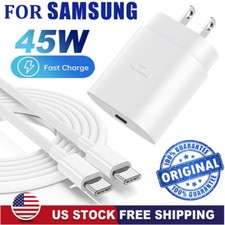 Original 45W Fast Wall Charger Type C Cable For Samsung S25 S24 S23 22 21 Ultra