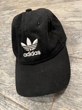 Adidas Trefoil Baseball Cap Strapback Hat Adjustable Black Logo Spell Out