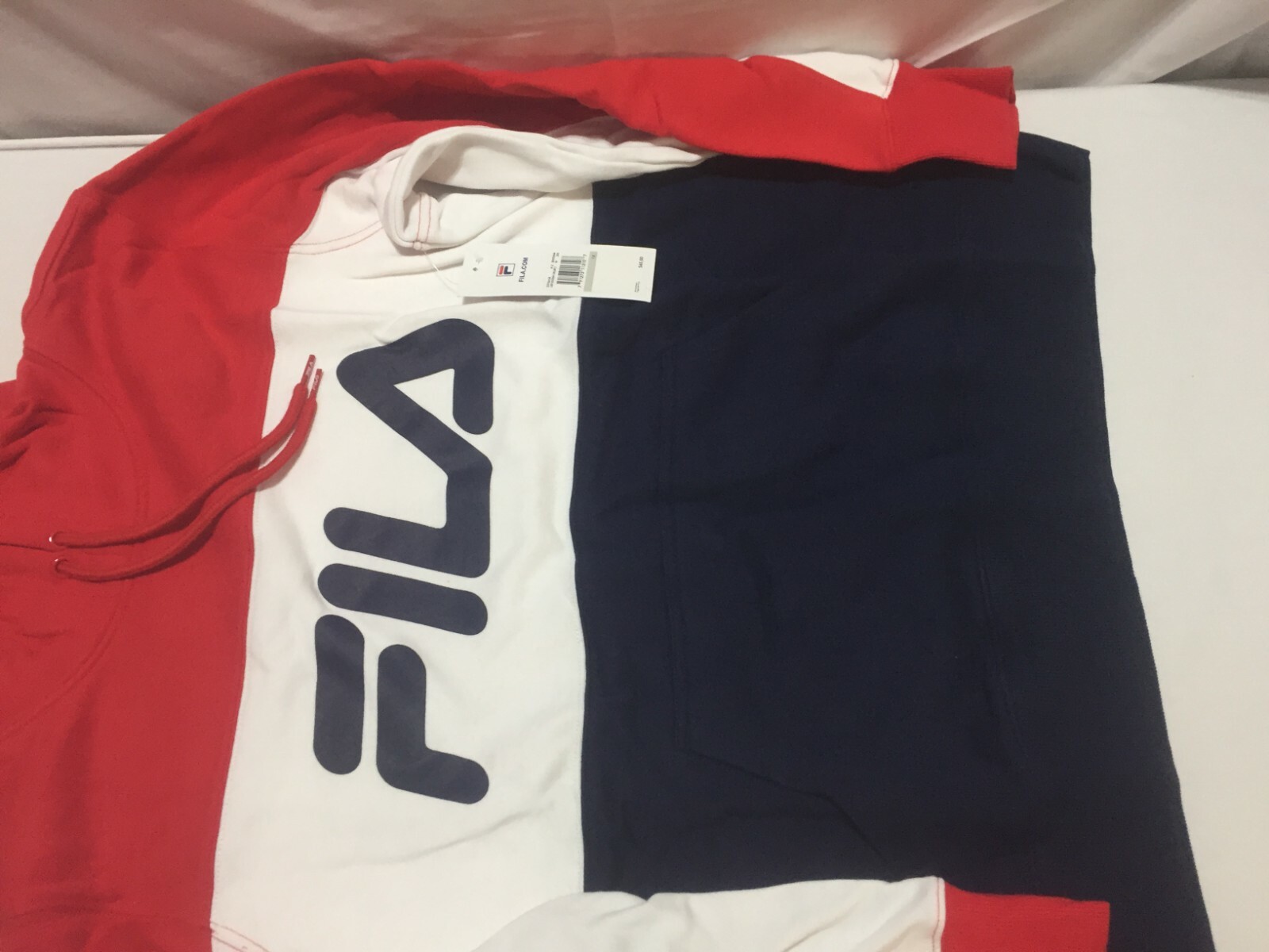 F029 FELPA CON CAPPUCCIO LOGO FILA COREY rosso bianco marino donna taglia 1X