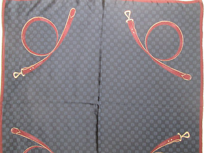 Foulard En Soie PLATKI.RU Vintage - Dimensions 82x88 Cm - Bleu - Occasion