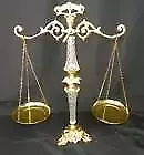 Antique Balance Law Scales of Justice Brass and Crystal Cut Lucite Libra