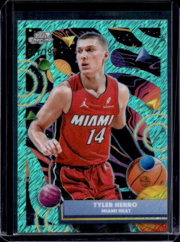 2025-26 Topps Cosmic Chrome Tyler Herro Aqua Equinox Refractor #/199 Heat