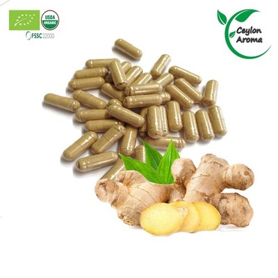 Organic Ginger Root Capsules 600mg Zingiber Officinale Herbal Supplement