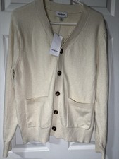 Men's V-Neck Cardigan Sweater w/ Pockets - Goodfellow  Co Cream Medium NEW